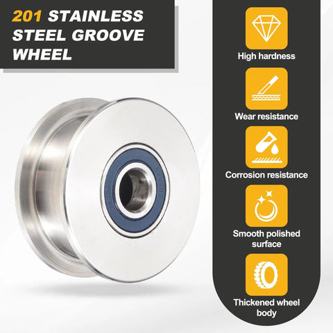 Heavy Duty H Groove Pulley Wheel Built Tough For Smooth Rolling Motion Crafted From Durable 201 Stainless Steel, 68mm.