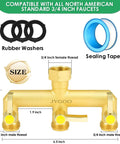 Heavy Duty Brass Garden Hose Splitter Three Way With Metal Shutoff Valve And Extension Handle Three Quarter Inch Connection Outdoor Faucet Spigot Manifold For Power Splitting Water To Multiple Hoses Built Tough And Rust Resistant, 3/4-inch threads