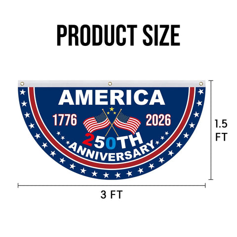 Blue and red 250th Anniversary American Flag Bunting Set, Two Pieces 1.5 By 3 Feet, 1776 To 2026 Patriotic Banner.