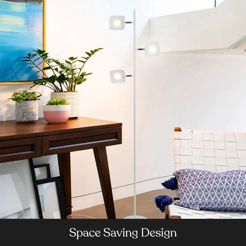Tree Floor Lamp For Living Rooms And Offices, Dimmable LED Spotlight Tall Lamp next to desk and chair in modern space.