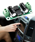 Clean Power Supply Filter Board Zero To Fifty Volt Three Amp Hiss Killer For Car Audio And Industrial Gear Smooth Operator installed in vehicle with touchscreen.