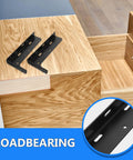 Heavy Duty Floating Shelf Brackets 2 Pack Black Steel For Wall Mounted Cabinets shown on wooden surface