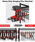 Large Power Tool Organizer Cart With 20A Charging Station, Heavy Duty Drill And Battery Holder Storage Rack displaying tools.
