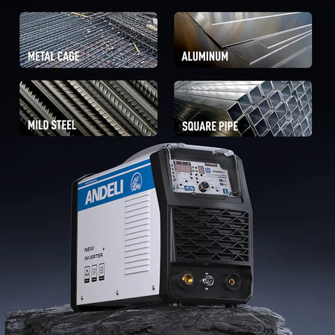 Multifunction TIG Welder with Cold Welding Capabilities and Pulse Mode for Fast Clean Welds, showing compatibility with various metals