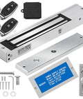 Outswinging 600 Lb Magnetic Door Lock Kit With Two Remotes Built In Alarm Tone High Strength Aluminum Construction