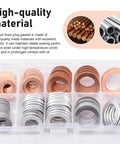 100 Piece Oil Drain Plug Gasket Set With Copper Crush Washers And Aluminum Washers in a storage case