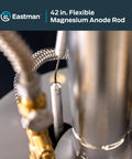 Close-up of Flexible Magnesium Anode Rod for Water Heaters, 42 Inch Length, Three Quarter Inch by Three Inch NPT Stainless Steel Nipple.