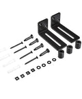 Two Pack Black Barn Door Floor Guides, Adjustable Steel Floor Guides For 4.125 Inch Doors with screws and hardware.