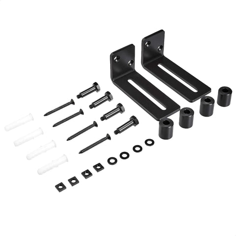 Two Pack Black Barn Door Floor Guides, Adjustable Steel Floor Guides For 4.125 Inch Doors with screws and hardware.