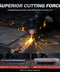 55A Plasma Cutter With Non Touch Pilot Arc And High Frequency Start cutting steel plate, showcasing clean cuts and sparks