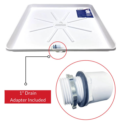 Pro Washing Machine Pan For Floor Protection With 1 Inch Drain Fitting Included Drilled Drain Pan for Washer and Dryer