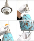 Assembly of Kitchen Island Pendant Light Dope Modern Edison Hanging Fixture With Handcrafted Art Glass Shade, ceramic holder.