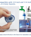 Water Powered Faucet Turbine Generator With 5V 3W LED No Fuss Plug And Play AC Generator showing installation on faucet.