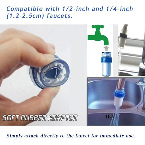 Water Powered Faucet Turbine Generator With 5V 3W LED No Fuss Plug And Play AC Generator showing installation on faucet.