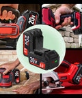 Collage of 2 Pack 3.5Ah Lithium Battery For Skil 20V PWR CORE Battery BY519601 BY519603 BY519702 with tools in use