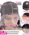180 Density HD Lace Front Wig 13x4 Glueless Brazilian Virgin Remy Human Hair Deep Wave Frontal With Pre Plucked Baby Hair For Women Natural Black Vibe showing lace front and elastic net