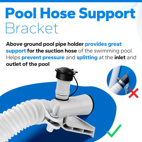 Pool Pipe Holder With Air Jet Valve Kit for Above Ground Pools showing hose support bracket installation