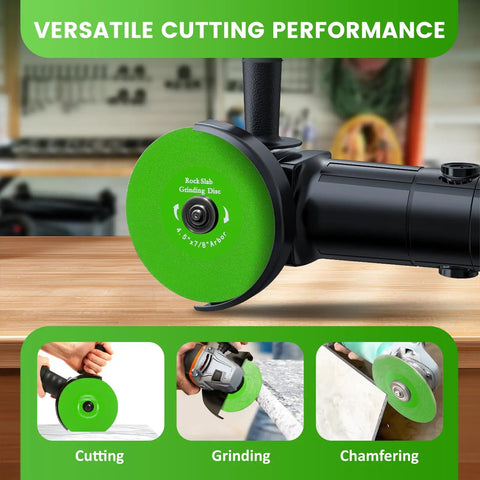 Heavy Duty 4.5 Inch Diamond Cutting Disc Set For Angle Grinder Ultra Thin Rock Slab Grinding Wheel No Sweat in use with grinder.