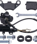 Rear Disc Brake Master Cylinder Caliper With Replaced Disc Brake Pad For 50cc To 125cc ATV Quad, includes bolts and wrench.