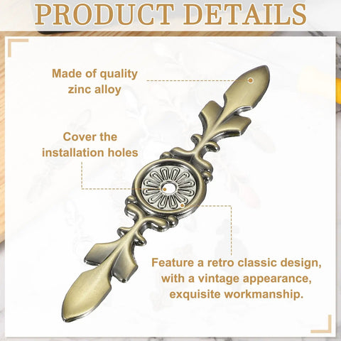 Close-up of a 4 Piece Retro Bronze Cabinet Backplate Set For Wardrobes, made of zinc alloy, showing classic design details and 5/32 inch hole.