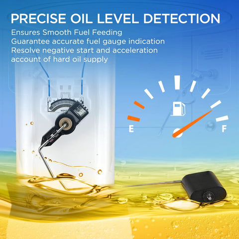 Visual representation of accurate oil level detection feature in a Fuel Pump Module Assembly Compatible With Ford Ranger 2001 2002 2003 2.3L 3.0L 4.0L V6 And Mazda B2300 B3000 B4000 2001 To 2003 Plug And Play Direct Fit Replaces 1L5Z-9H307FA.