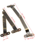 Heavy Duty Antique Brass Lid Support Hinge Pair With Pro Level Mounting Hardware For Retractable Cabinet Doors and Furniture Makeover Hassle Free Assembly dimensions displayed.