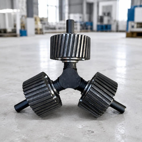 Rock Solid Heavy Duty Machine Roller Replacement Featuring Triple Grooved Wheels And Balanced Central Hub for smooth high pressure rotation