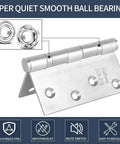 XinSheng 3-pack SUS316 stainless steel door hinges, 4x4 in, ball-bearing, for interior/exterior doors, front view