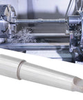 Morse taper arbor sleeve, metal, 19.05mm MT4 to R8 drill adapter for precision machining; lathe in background