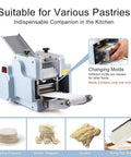 Game Changing Electric Automatic Dumpling Wrapper Maker With 8Cm Round Mold And Rock Solid 140W Motor, suitable for various pastries.