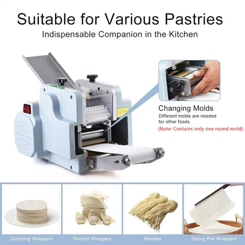 Game Changing Electric Automatic Dumpling Wrapper Maker With 8Cm Round Mold And Rock Solid 140W Motor, suitable for various pastries.