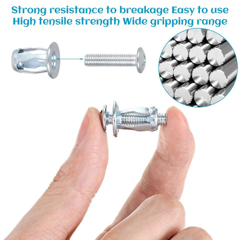 30 Piece M4 Hollow Wall Anchors Kit With Petal Nuts And Screws Expansion Door Anchors For Thin Walls Hollow Panels And Sheet Metal Includes Metal Screws Heavy Duty Cavity Fixing For Quick No Sweat Install, M4 anchor and screw close-up
