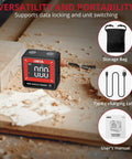 Slick Pocket Sized Digital Angle Finder With Strong Magnet IP54 Waterproof Dustproof Dead On Precision Layout Gauge For Carpentry And DIY No Sweat Compact Measuring Tool with charging cable and storage bag