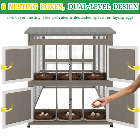 Ultimate Backyard Chicken Coop With Run And Waterproof Cover For 4-6 Chickens featuring dual-level nesting boxes