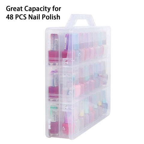 Universal Nail Polish Holder Organizer For 48 Bottles With Adjustable Dividers Space Saver Game Changer Transparent Case