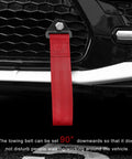 Universal Heavy Duty Tow Strap For Car Truck And Suv Off Road Recovery Badass 4400 Pound Nylon Traction Rope mounted on vehicle bumper
