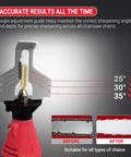 Angle adjustment guide on Electric Chainsaw Sharpening Kit 110V 180W High Speed Chainsaw Sharpener with sharpening before and after chains.
