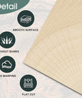 Front view: Basswood sheets, 1/16 in, 18-pack, 8x12 in, unfinished wood for laser cutting and crafts