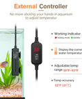 Aquarium with Mini Fish Tank Submersible Heater 20W For 1 To 5 Gallons With Digital Display Controller, showing external features.