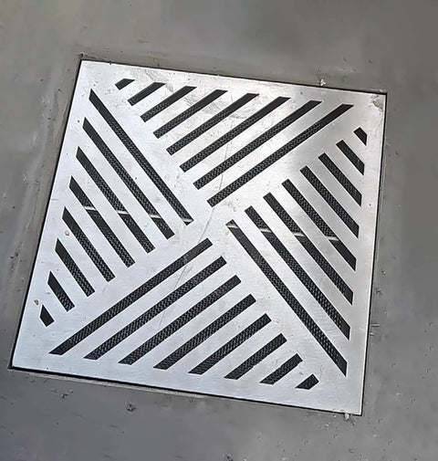 Heavy Duty Square Stainless Steel Drain Grate With Fast Draining Strainer Mesh Catch Basin Filter, 21 inch size in open design.