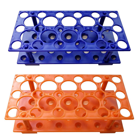 Detachable Plastic Test Tube Rack Set 2 Pack in Blue and Orange for 10ml 15ml and 50ml Centrifuge Tubes 28 Well Stand