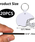 Helmet Shape Sublimation Keychain Blanks Kit, 20 Pieces with size dimensions and thickness detail shown