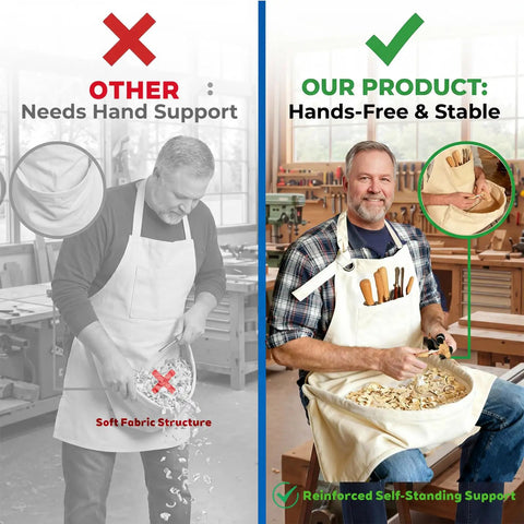 Rock Solid Wood Carving Apron With Stiff Chest Tool Pockets For Men That Stand Firm To Catch Wood Shavings And Sawdust Scraps With Zero Hassle While You Tackle Serious Shop Projects Around The Garage