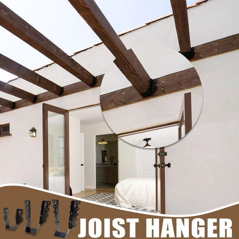 Twenty Piece 2x4 Joist Hanger Set With Black Powder Coated Finish And 18 Gauge Galvanized Steel for strong ceiling beam support.
