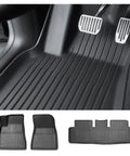 Tough As Nails TPE Floor Mats For Tesla Model 3 Highland 2023 Through 2025 front and rear liners in black rubber.