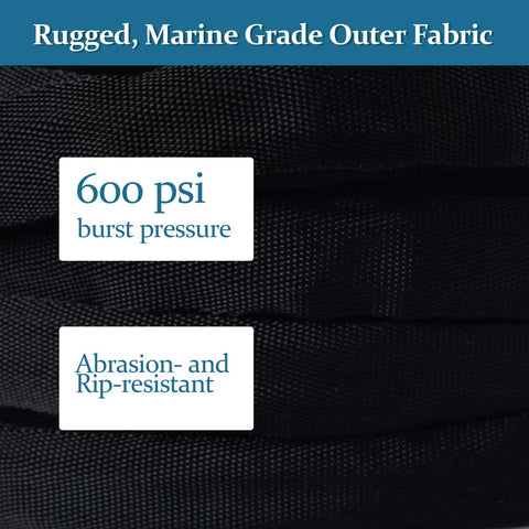 Gnimihz Garden Hose 50ft; rugged marine-grade outer fabric with 600 psi burst pressure and abrasion- and rip-resistant.