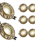 Pack Of 8 Round Led Recessed Downlights 3.9 Inch Bronze Trim 7W Dimmable Directional Wafer Lights with floral design.