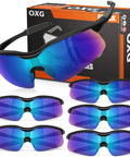 Six Pack ANSI Z87.1 Safety Glasses With Mirror Lenses UV Protection Impact Resistant Eyewear in black frames, polycarbonate lenses
