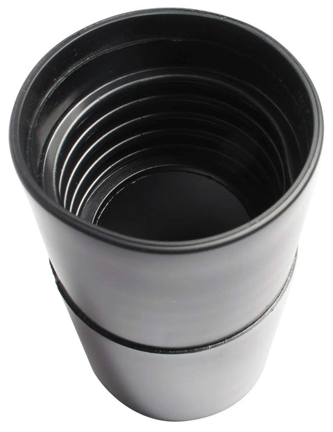 Black Vacuum Adapter 1.50 Inch Threaded To 2 Inch Female Hose Slip End for converting 1.50 Inch hoses to 2 Inch vacuum attachments.
