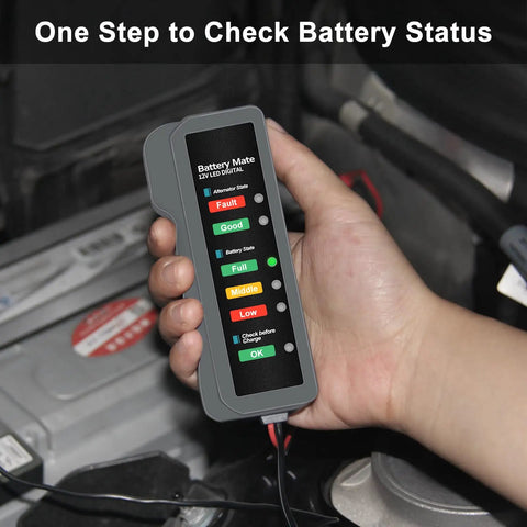 12V Car Battery And Alternator Tester With Automotive Load Indicator For Quick Battery Health Check And Auto Electrical System Diagnostic Portable Handheld Battery Health Meter For DIY Mechanics And Car Enthusiasts, handheld in engine bay